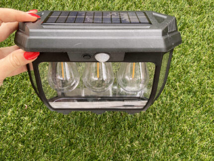 Halogen LED Solarny Lampa Ogrodowa z Czujnikiem Ruchu Potrójny